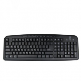 TECLADO MULTIMEDIA EWENT NEGRO CON DISEÑO PT (USB).