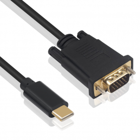 CABLE ADAPTADOR GRAFICO USB TIPO C A VGA, LONGITUD DE 1,8 METROS.