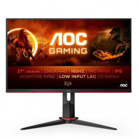 MONITOR GAMING AOC Q27G2SEU 27" QHD 1MS 165HZ IPS NEGR