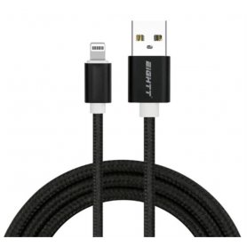 CABLE EIGHTT USB A IPHONE 2MTS TRENZADO DE NYLON NEGRO