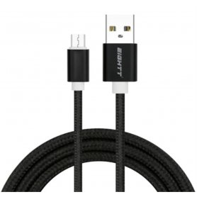 CABLE EIGHTT USB A MICROUSB 2MTS TRENZADO DE NYLON NEGRO