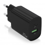 CARGADOR AISENS 20W 1XUSB-C PD3.0 1XUSB-A QC3.0 NEGRO