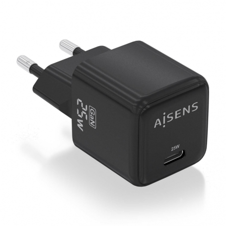 CARGADOR AISENS GAN 25W 1XUSB-C PD3.0 QC4.0 NEGRO