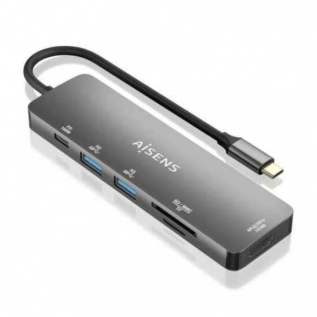 USB-C DOCK AISENS 6 EN 1 USB-C A 1XHDMI 2XUSB-A 1XUSB-C PD 100W 15CM