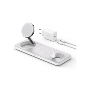 CARGADOR ANKER MAGGO MAGNETIC WIRELESS CHARGER (15W 3-IN-1 PAD WHITE)