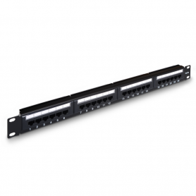 PANEL PARCHEO AISENS 24 PUERTOS RJ45 CAT.5E UTP 19 1U DUAL IDC NEGRO