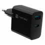 CARGADOR NATEC RIBERA GAN 45W PD3.0 QC3.0 1XUSB-A + 1XUSB-C NEGRO