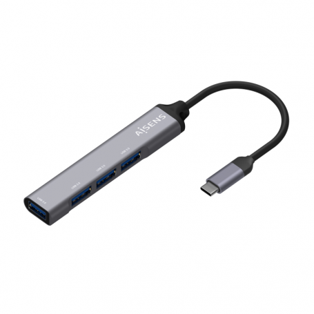 HUB AISENS USB 3.1 USB-C USB-C/M-4XTIPO A/H GRIS 10CM