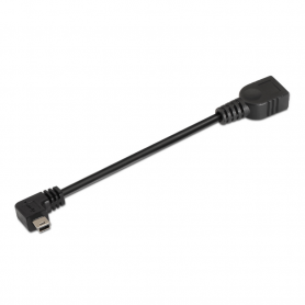 CABLE AISENS USB 2.0 OTG ACODADO TIPO MINI B/M-A/H NEGRO 15CM