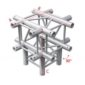 Milos Pro-30 Square F Truss - Cross + Down 5-way - 50 cm QCF51sp - 90° corner - silver - F