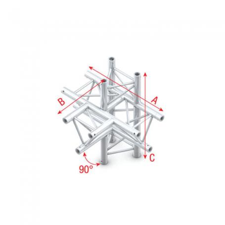 Milos Pro-30 Triangle G Truss - T-Cross + up/down 5-way - 50 cm ATU51sp - 90° corner - silver - G