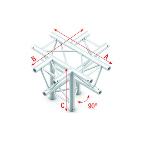 Milos Pro-30 Square G Truss - Cross + Down 5-way - 50 cm ACU53sp - 90° corner - silver - G