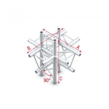 Milos Pro-30 Triangle G Truss - Cross up/down 6-way - 50 cm ACU61sp - 90° corner - silver - G