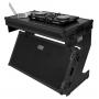 U91072BL -ULTIMATE FLIGHT CASE PORTABLE Z-STYLE DJ TABLE BLACK PLUS (WHEELS)