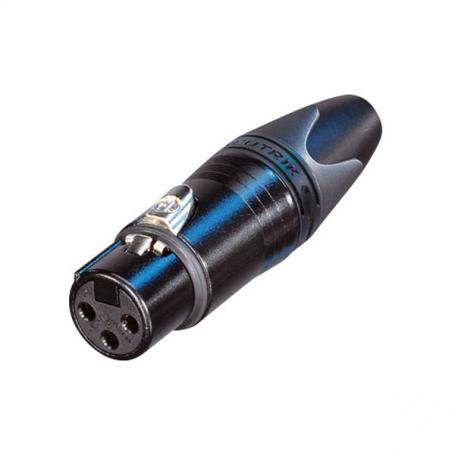 Neutrik XLR 3p. Connector Female Con carcasa de metal negro con contactos plateados - Imagen 1