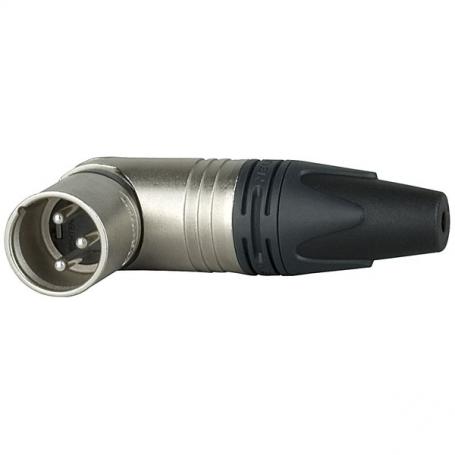 Neutrik XLR 3p. 90° Connector Male Contactos de plata, carcasa de níquel - Imagen 1