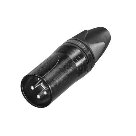 Neutrik XLR 3p. Connector Male Con carcasa de metal negro con contactos plateados - Imagen 1