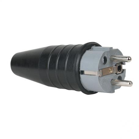 PCE Rubber Schuko 230V/240V CEE7/VII Connector Male Gris - Imagen 1