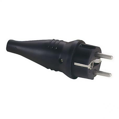 ABL Rubber Schuko 230V/240V Connector Male Carcasa negra - CEE7/VII - Imagen 1