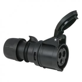 PCE CEE 16A 240V 3p Plug Female Negro, IP44 - Imagen 1