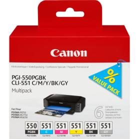 TINTA CANON PGI-550/CLI-551 PACK C/M/Y/BK/GY IP7250 - Imagen 1