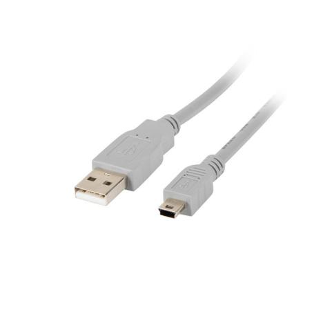 CABLE USB LANBERG 2.0 MACHO/MINI USB MACHO 1.8M GRIS - Imagen 1