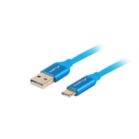 CABLE USB LANBERG 2.0 MACHO/USB C MACHO QUICK CHARGE 3.0 1M AZUL - Imagen 1