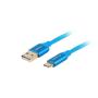 CABLE USB LANBERG 2.0 MACHO/USB C MACHO QUICK CHARGE 3.0 1M AZUL - Imagen 1