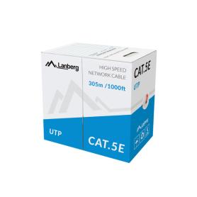 BOBINA CAT.5E LANBERG UTP 305M SOLID CCA ROJO - Imagen 1