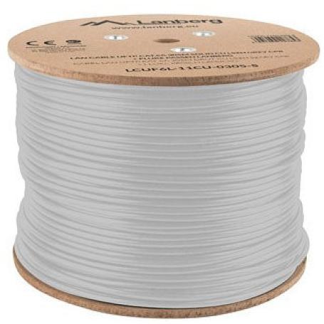 BOBINA CAT.6A LANBERG FTP RJ45 SOLIDO COBRE LSZH CPR FLUKE TESTE AWG24 305M GRIS - Imagen 1