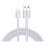 CABLE EIGHTT USB A MICROUSB 1MTS TRENZADO DE NYLON PLATA. CARCASA DE ALUMINIO - Imagen 1