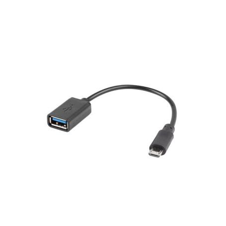 ADAPTADOR LANBERG OTG USB MICRO(M) 2.0 A USB-A(H) 15 CM NEGRO - Imagen 1