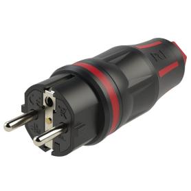 PCE Rubber Schuko Connector Male Negro/Rojo - Imagen 1