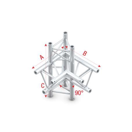 Milos Pro-30 Triangle P Truss - T-Cross vertical 3-way, apex up - 50 cm ATB35Bsp - 90° corner - silver - P - Imagen 1