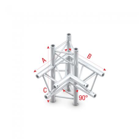 Milos Pro-30 Triangle F Truss - T-Cross vertical 3-way, apex down - 50 cm ATF35sp - 90° corner - silver - F - Imagen 1