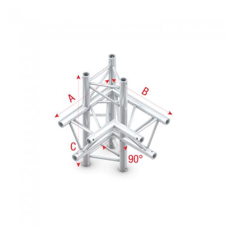 Milos Pro-30 Triangle F Truss - T-Cross vertical 3-way, apex up - 50 cm ATF35Bsp - 90° corner - silver - F - Imagen 1