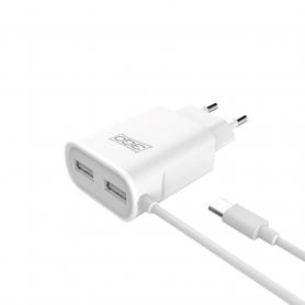 CARGADOR 3GO HOGAR MICROUSB+2 PUERTOS 5V 2A 1,5M 3G BLANCO