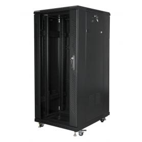 ARMARIO LANBERG RACK 19" 27U 600X800 FLAT PACK NEGRO PUERTA CRISTAL CON LCD