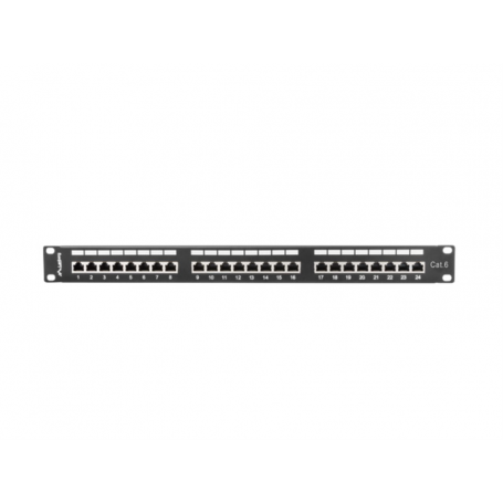 PATCH PANEL LANBERG 24 PUERTOS 1U 19" CAT.6 SFTP NEGRO