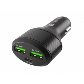 CARGADOR COCHE NATEC CONEY 2XUSB, 1XUSB-C QC3.0, PD 3.0 48W NEGRO