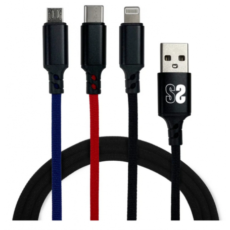 CABLE SUBBLIM PREMIUM 3IN1 (MICRO USB+TYPE C+LIGHTING)