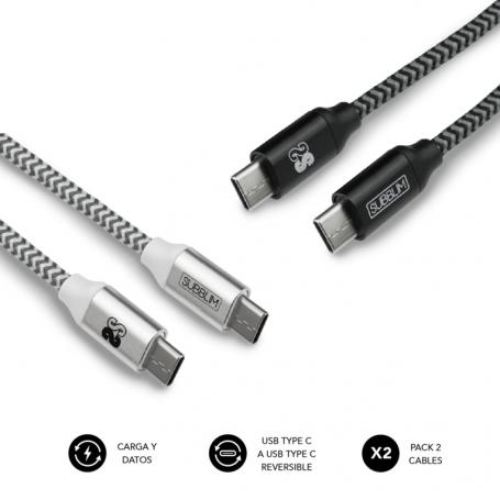 CABLE SUBBLIM 2X PREMIUM USB C TO USB C ALU BLACK/SILVER