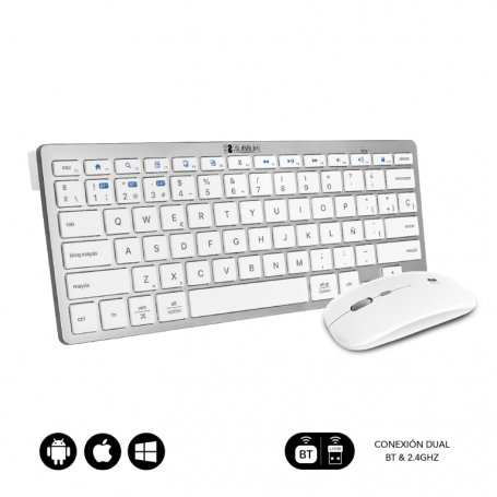 COMBO TECLADO RATON SUBBLIM MULTIDISPOSITIVO COMPACTO PLATEADO/BLANCO BLUETOOTH