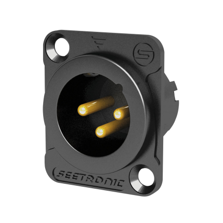 Seetronic XLR 3P Chassis - male Contactos chapados en oro - carcasa negra