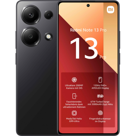 SMARTPHONE XIAOMI REDMI NOTE 13 PRO 6,67 4G 8GB RAM 256GB ROM MIDNIGHT BLACK