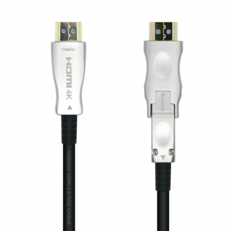 CABLE HDMI AISENS V2.0 OPTICO ACTIVO AOC DESMONTABLE 4K60HZ M/M 15M NEGRO