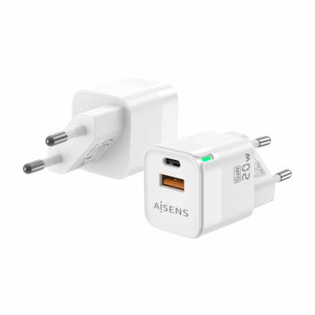 CARGADOR GAN AISENS 20W 1XUSB-C PD3.0 QC4.0 1XUSB-A QC3.0 BLANCO