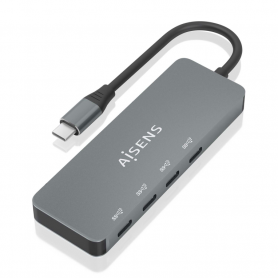 HUB AISENS USB 3.2 GEN2 10G USB-C/M-4XUSB-C/H 15CM GRIS