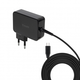 CARGADOR TOOQ PORTATIL GAN USB-C PD 90W NEGRO