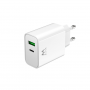 CARGADOR EWENT USB-C Y USB-A QC3.0 AC PD 2 PUERTOS (30 W) BLANCO